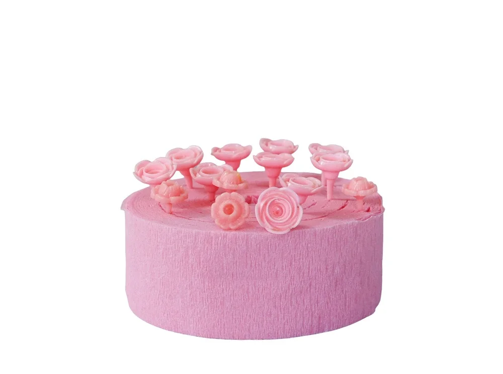 VTG Set of 14 Floral Rose Cake Toppers Candle Holders Retro MCM Birthday Decor